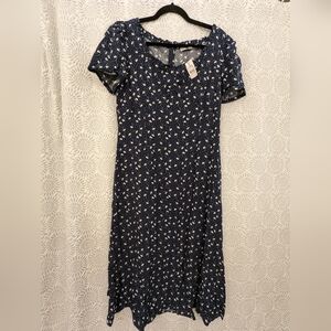 Loft dress navy floral sweetheart